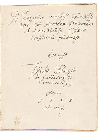 Brahe, Tycho & Pierre Gassendi (1592-1655) Tychonis Brahei Vita, [with] Manuscript presentation leaf from another volume in Brahes han